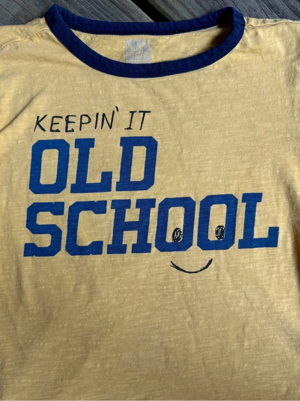 Gymboree Boys Keepin It Old School Graphic Ringer Tee Mustard Yellow Size M 7-8